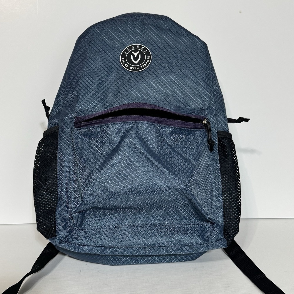 Vessel backpack blue diamond texture mesh pockets travel school bag